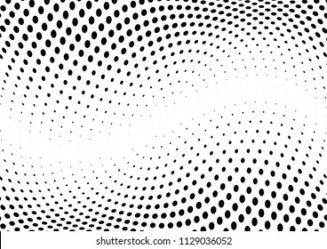 Abstract halftone wave dotted background. Halftone twisted grunge pattern, dot, circle.  Vector modern optical halftone pop art texture for poster, business card, cover, label mock-up, sticker layout