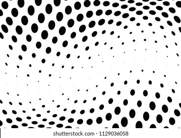 Abstract halftone wave dotted background. Halftone twisted grunge pattern, dot, circle.  Vector modern optical halftone pop art texture for poster, business card, cover, label mock-up, sticker layout
