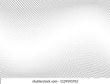 Abstract halftone wave dotted background. Halftone  grunge pattern with square.  Vector halftone modern pop art twisted texture for poster, cover, business card, postcard, art label layout, sticker.