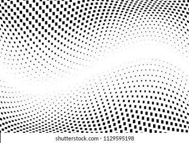 Abstract halftone wave dotted background. Halftone  grunge pattern with square.  Vector halftone modern pop art twisted texture for poster, cover, business card, postcard, art label layout, sticker.
