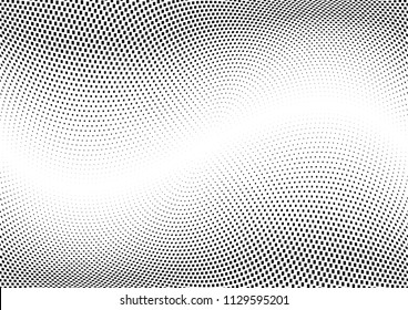 Abstract halftone wave dotted background. Halftone  grunge pattern with square.  Vector halftone modern pop art twisted texture for poster, cover, business card, postcard, art label layout, sticker.