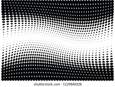 Abstract halftone wave dotted background. Halftone twisted grunge pattern, dot, circle.  Vector modern optical halftone pop art texture for poster, business card, cover, label mock-up, sticker layout