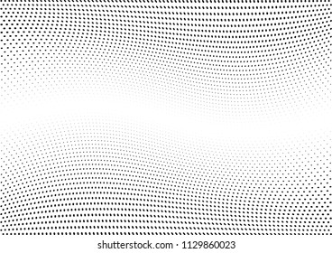 Abstract halftone wave dotted background. Halftone twisted grunge pattern, dot, circle.  Vector modern optical halftone pop art texture for poster, business card, cover, label mock-up, sticker layout