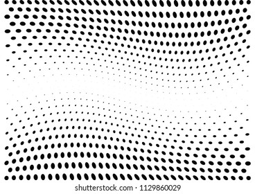 Abstract halftone wave dotted background. Halftone twisted grunge pattern, dot, circle.  Vector modern optical halftone pop art texture for poster, business card, cover, label mock-up, sticker layout