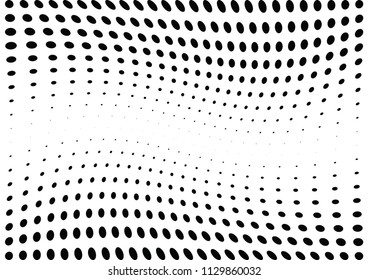 Abstract halftone wave dotted background. Halftone twisted grunge pattern, dot, circle.  Vector modern optical halftone pop art texture for poster, business card, cover, label mock-up, sticker layout