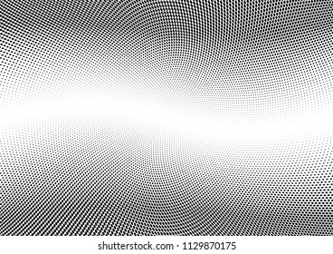 Abstract halftone wave dotted background. Halftone twisted grunge pattern, dot, circle.  Vector modern optical halftone pop art texture for poster, business card, cover, label mock-up, sticker layout