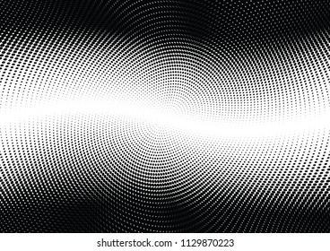 Abstract halftone wave dotted background. Halftone twisted grunge pattern, dot, circle.  Vector modern optical halftone pop art texture for poster, business card, cover, label mock-up, sticker layout