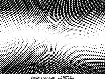 Abstract halftone wave dotted background. Halftone twisted grunge pattern, dot, circle.  Vector modern optical halftone pop art texture for poster, business card, cover, label mock-up, sticker layout