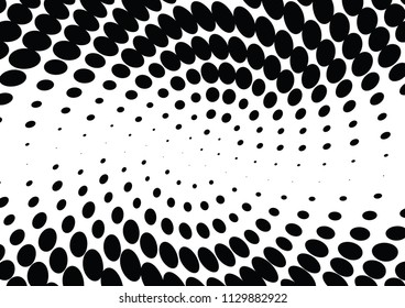 Abstract halftone wave dotted background. Halftone twisted grunge pattern, dot, circle.  Vector modern optical halftone pop art texture for poster, business card, cover, label mock-up, sticker layout
