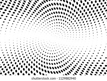 Abstract halftone wave dotted background. Halftone twisted grunge pattern, dot, circle.  Vector modern optical halftone pop art texture for poster, business card, cover, label mock-up, sticker layout