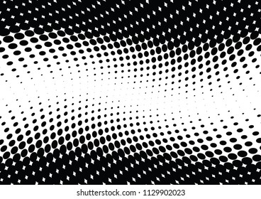 Abstract halftone wave dotted background. Halftone twisted grunge pattern, dot, circle.  Vector modern optical halftone pop art texture for poster, business card, cover, label mock-up, sticker layout