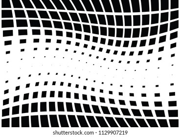 Abstract halftone wave dotted background. Halftone  grunge pattern with square.  Vector halftone modern pop art twisted texture for poster, cover, business card, postcard, art label layout, sticker.