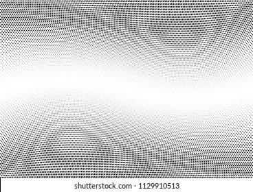 Abstract halftone wave dotted background. Halftone  grunge pattern with square.  Vector halftone modern pop art twisted texture for poster, cover, business card, postcard, art label layout, sticker.