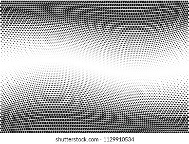 Abstract halftone wave dotted background. Halftone  grunge pattern with square.  Vector halftone modern pop art twisted texture for poster, cover, business card, postcard, art label layout, sticker.