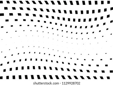 Abstract halftone wave dotted background. Halftone  grunge pattern with square.  Vector halftone modern pop art twisted texture for poster, cover, business card, postcard, art label layout, sticker.