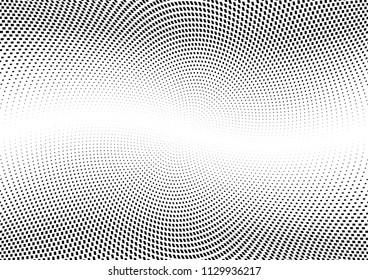 Abstract halftone wave dotted background. Halftone twisted grunge pattern, dot, circle.  Vector modern optical halftone pop art texture for poster, business card, cover, label mock-up, sticker layout