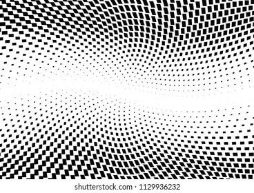 Abstract halftone wave dotted background. Halftone twisted grunge pattern, dot, circle.  Vector modern optical halftone pop art texture for poster, business card, cover, label mock-up, sticker layout