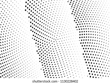 Abstract halftone wave dotted background. Halftone twisted grunge pattern, dot, circle.  Vector modern optical halftone pop art texture for poster, business card, cover, label mock-up, sticker layout