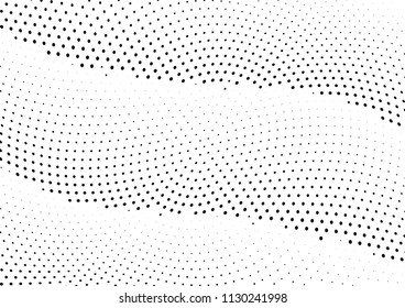 Abstract halftone wave dotted background. Halftone twisted grunge pattern, dot, circle.  Vector modern optical halftone pop art texture for poster, business card, cover, label mock-up, sticker layout