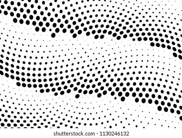 Abstract halftone wave dotted background. Halftone twisted grunge pattern, dot, circle.  Vector modern optical halftone pop art texture for poster, business card, cover, label mock-up, sticker layout