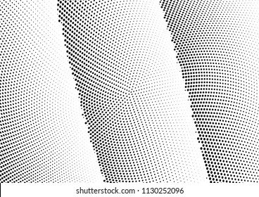 Abstract halftone wave dotted background. Halftone twisted grunge pattern, dot, circle.  Vector modern optical halftone pop art texture for poster, business card, cover, label mock-up, sticker layout