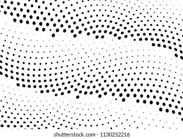 Abstract halftone wave dotted background. Halftone twisted grunge pattern, dot, circle.  Vector modern optical halftone pop art texture for poster, business card, cover, label mock-up, sticker layout