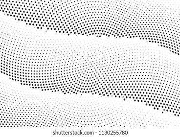 Abstract halftone wave dotted background. Halftone twisted grunge pattern, dot, circle.  Vector modern optical halftone pop art texture for poster, business card, cover, label mock-up, sticker layout