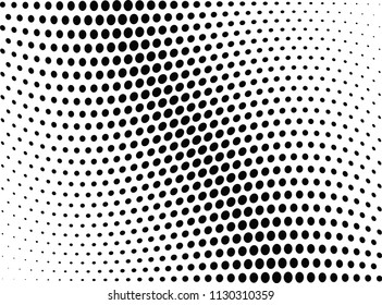 Abstract halftone wave dotted background. Halftone twisted grunge pattern, dot, circle.  Vector modern optical halftone pop art texture for poster, business card, cover, label mock-up, sticker layout