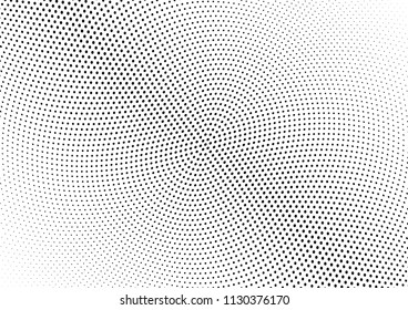 Abstract halftone wave dotted background. Halftone twisted grunge pattern, dot, circle.  Vector modern optical halftone pop art texture for poster, business card, cover, label mock-up, sticker layout