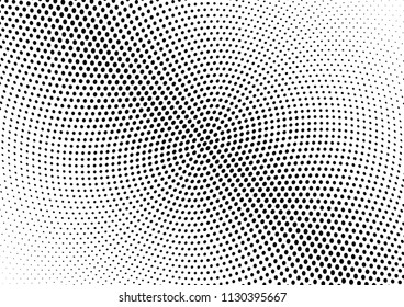 Abstract halftone wave dotted background. Halftone twisted grunge pattern, dot, circle.  Vector modern optical halftone pop art texture for poster, business card, cover, label mock-up, sticker layout