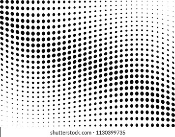 Abstract halftone wave dotted background. Halftone twisted grunge pattern, dot, circle.  Vector modern optical halftone pop art texture for poster, business card, cover, label mock-up, sticker layout