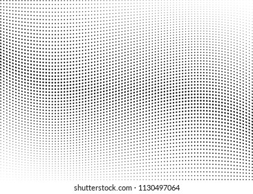 Abstract halftone wave dotted background. Halftone twisted grunge pattern, dot, circle.  Vector modern optical halftone pop art texture for poster, business card, cover, label mock-up, sticker layout