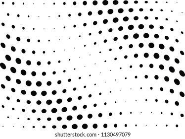 Abstract halftone wave dotted background. Halftone twisted grunge pattern, dot, circle.  Vector modern optical halftone pop art texture for poster, business card, cover, label mock-up, sticker layout