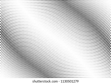 Abstract halftone wave dotted background. Halftone twisted grunge pattern, dot, circle.  Vector modern optical halftone pop art texture for poster, business card, cover, label mock-up, sticker layout