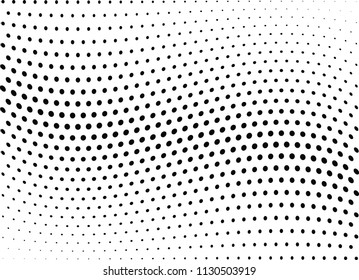 Abstract halftone wave dotted background. Halftone twisted grunge pattern, dot, circle.  Vector modern optical halftone pop art texture for poster, business card, cover, label mock-up, sticker layout