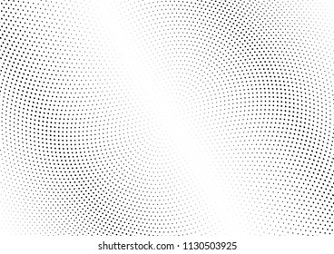 Abstract halftone wave dotted background. Halftone twisted grunge pattern, dot, circle.  Vector modern optical halftone pop art texture for poster, business card, cover, label mock-up, sticker layout