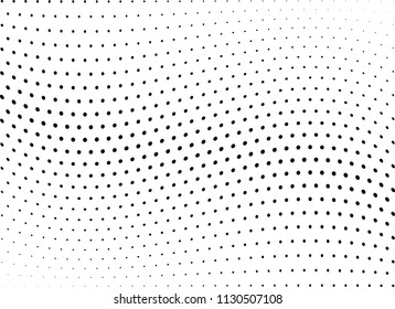Abstract halftone wave dotted background. Halftone twisted grunge pattern, dot, circle.  Vector modern optical halftone pop art texture for poster, business card, cover, label mock-up, sticker layout