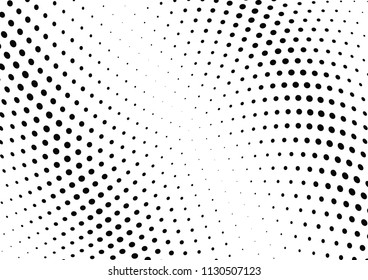 Abstract halftone wave dotted background. Halftone twisted grunge pattern, dot, circle.  Vector modern optical halftone pop art texture for poster, business card, cover, label mock-up, sticker layout