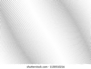 Abstract halftone wave dotted background. Halftone twisted grunge pattern, dot, circle.  Vector modern optical halftone pop art texture for poster, business card, cover, label mock-up, sticker layout