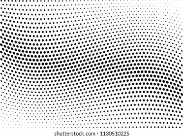 Abstract halftone wave dotted background. Halftone twisted grunge pattern, dot, circle.  Vector modern optical halftone pop art texture for poster, business card, cover, label mock-up, sticker layout