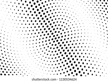 Abstract halftone wave dotted background. Halftone twisted grunge pattern, dot, circle.  Vector modern optical halftone pop art texture for poster, business card, cover, label mock-up, sticker layout
