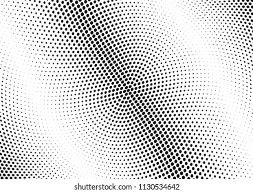 Abstract halftone wave dotted background. Halftone twisted grunge pattern, dot, circle.  Vector modern optical halftone pop art texture for poster, business card, cover, label mock-up, sticker layout