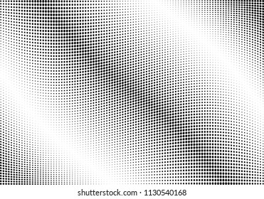 Abstract halftone wave dotted background. Halftone twisted grunge pattern, dot, circle.  Vector modern optical halftone pop art texture for poster, business card, cover, label mock-up, sticker layout