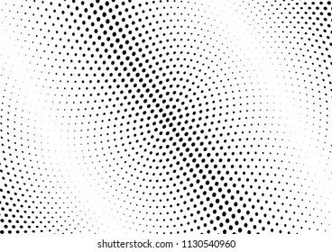 Abstract halftone wave dotted background. Halftone twisted grunge pattern, dot, circle.  Vector modern optical halftone pop art texture for poster, business card, cover, label mock-up, sticker layout