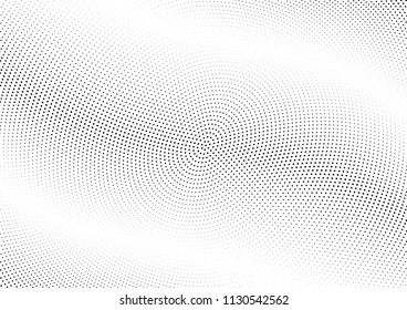 Abstract halftone wave dotted background. Halftone twisted grunge pattern, dot, circle.  Vector modern optical halftone pop art texture for poster, business card, cover, label mock-up, sticker layout