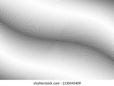 Abstract halftone wave dotted background. Halftone twisted grunge pattern, dot, circle.  Vector modern optical halftone pop art texture for poster, business card, cover, label mock-up, sticker layout