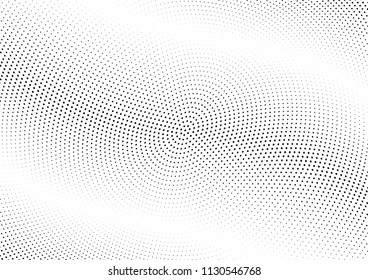 Abstract halftone wave dotted background. Halftone twisted grunge pattern, dot, circle.  Vector modern optical halftone pop art texture for poster, business card, cover, label mock-up, sticker layout