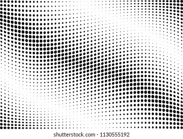 Abstract halftone wave dotted background. Halftone twisted grunge pattern, dot, circle.  Vector modern optical halftone pop art texture for poster, business card, cover, label mock-up, sticker layout