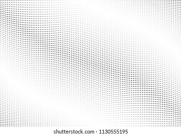 Abstract halftone wave dotted background. Halftone twisted grunge pattern, dot, circle.  Vector modern optical halftone pop art texture for poster, business card, cover, label mock-up, sticker layout