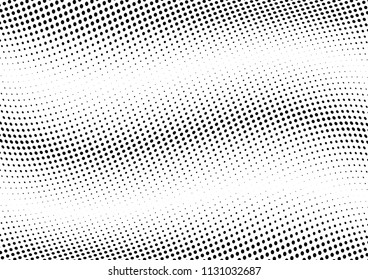 Abstract halftone wave dotted background. Halftone twisted grunge pattern, dot, circle.  Vector modern optical halftone pop art texture for poster, business card, cover, label mock-up, sticker layout